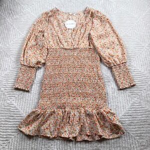Available Floral Mini Dress Women's Small NWT Smocked Cottagecore Boho Party